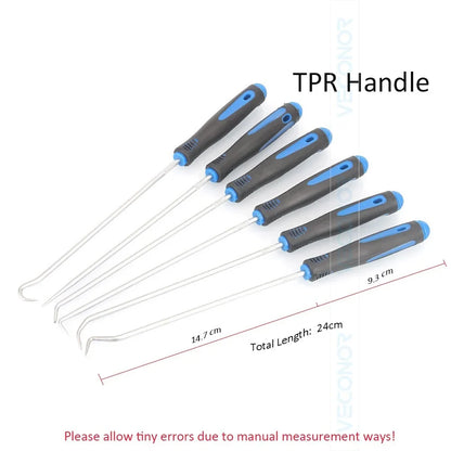 6PCS Durable Extra Long Pick Hook Set: O-Ring and Seal Remover Craft Hobby Tool - Color Random