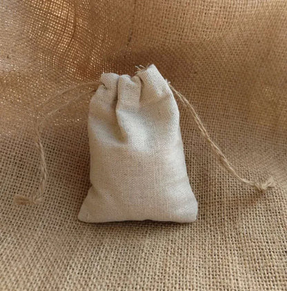 50PCS Natural Linen Gift Bags — 5×7, 7×9, 9×12cm Jute Candy & Jewelry Pouches