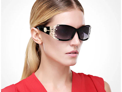 PARZIN Luxury Women’s Sunglasses – Designer Vintage Polarized Driving Shades with Hollow Lace