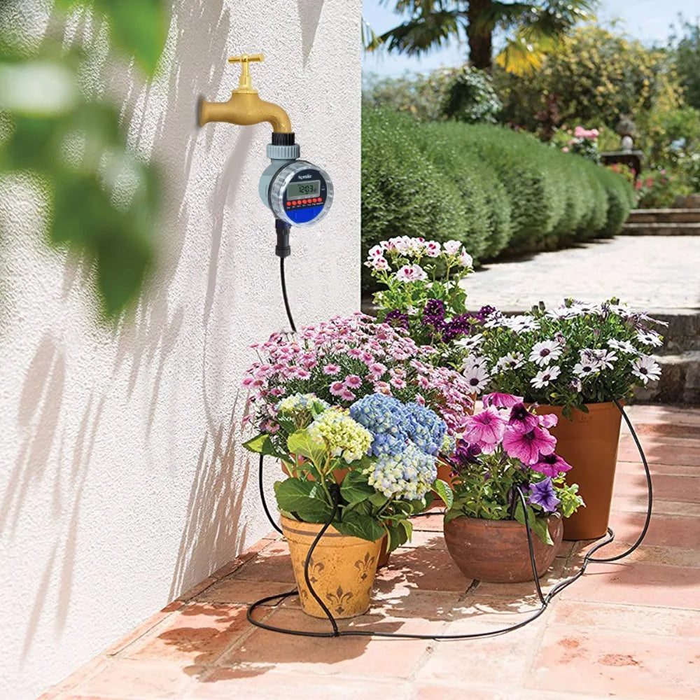 LCD Display Electronic Ball Valve Water Timer - 8 Programs Garden Watering Timer for Efficient Irrigation System