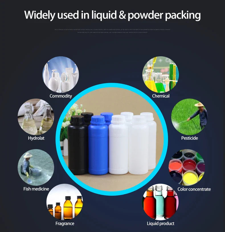 1000mL HDPE Refillable Plastic Bottle with Lid — Food Grade, Leakproof Container for Liquids, Agriculture & Pesticides, 1PCS