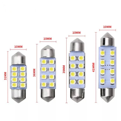Festoon LED Car Interior Light – 8SMD 1210, 31-41mm Dome Reading Bulb, 12V White
