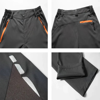 Men’s Reflective Summer Hiking Pants – Lightweight, Breathable, Quick-Dry Outdoor Trekking & Mountain Climbing Trousers with Belt