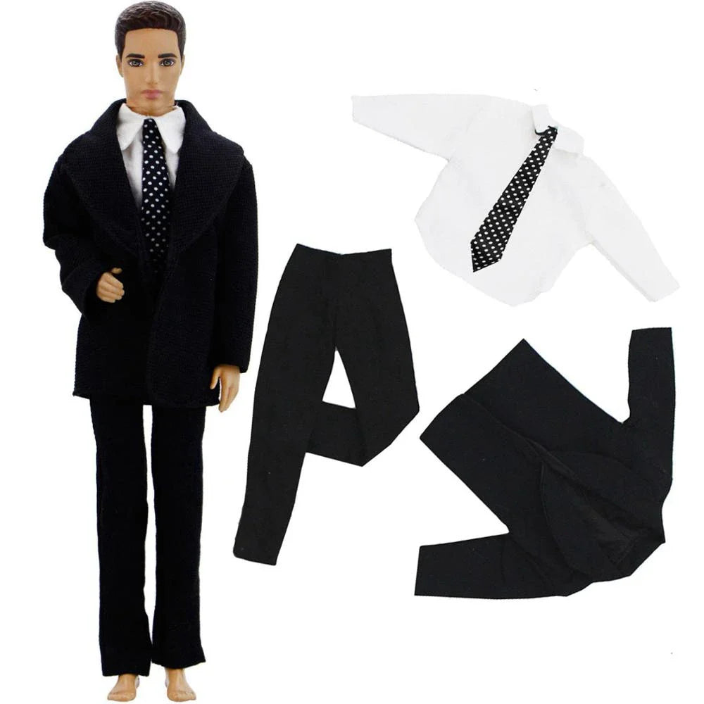 Handmade 1/6 Doll Outfit for 12-Inch Boy Doll — Men’s Formal Suit with Shirt, Coat, Trousers & Shoes, 30cm Toy Clothes