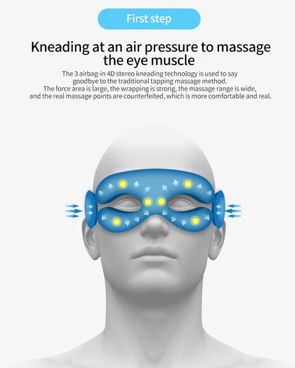 Eye Massage Instrument - Vibration, Airbag Pressure & Hot Compress Eye Massager with Bluetooth Music, Foldable for Fatigue Relief