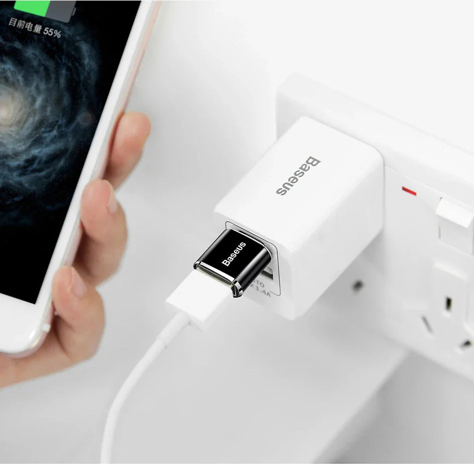 Baseus USB to Type-C OTG Adapter – USB-C Male to Micro USB Female Converter for MacBook, Samsung S20, USBC OTG Connector