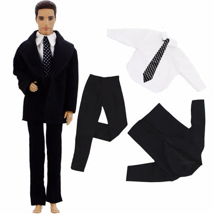 Handmade 1/6 Doll Outfit for 12-Inch Boy Doll — Men’s Formal Suit with Shirt, Coat, Trousers & Shoes, 30cm Toy Clothes