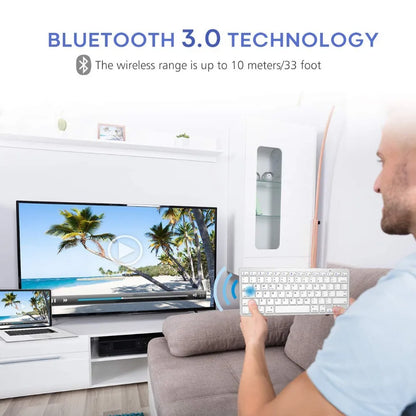 Ultra Slim Hebrew Bluetooth Wireless Keyboard – Low Noise, Compatible with iOS, iPad, Android Tablets & Windows