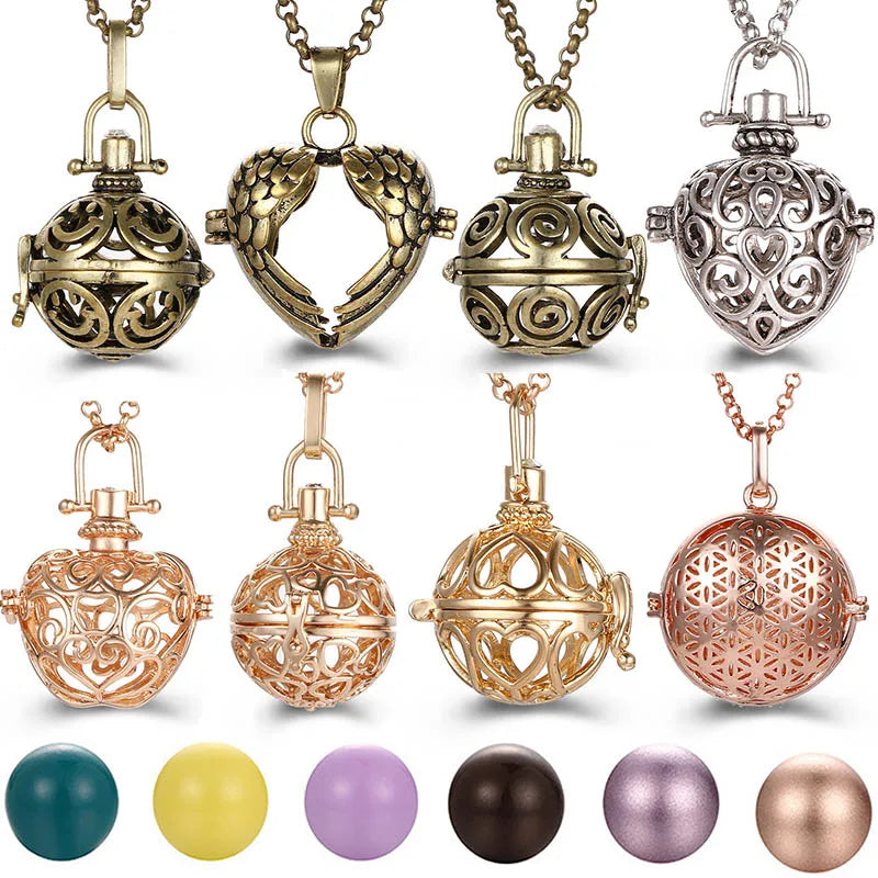 Mexico Music Ball Hollow Zircon Pendant Necklace – Vintage Perfume Aromatherapy Locket for Women