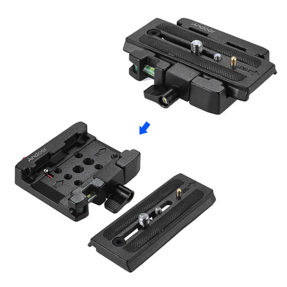 Andoer Video Camera Tripod Quick Release Clamp Adapter – with Plate for Manfrotto 501, 500AH, 701HDV, 503HDV, Q5 Head