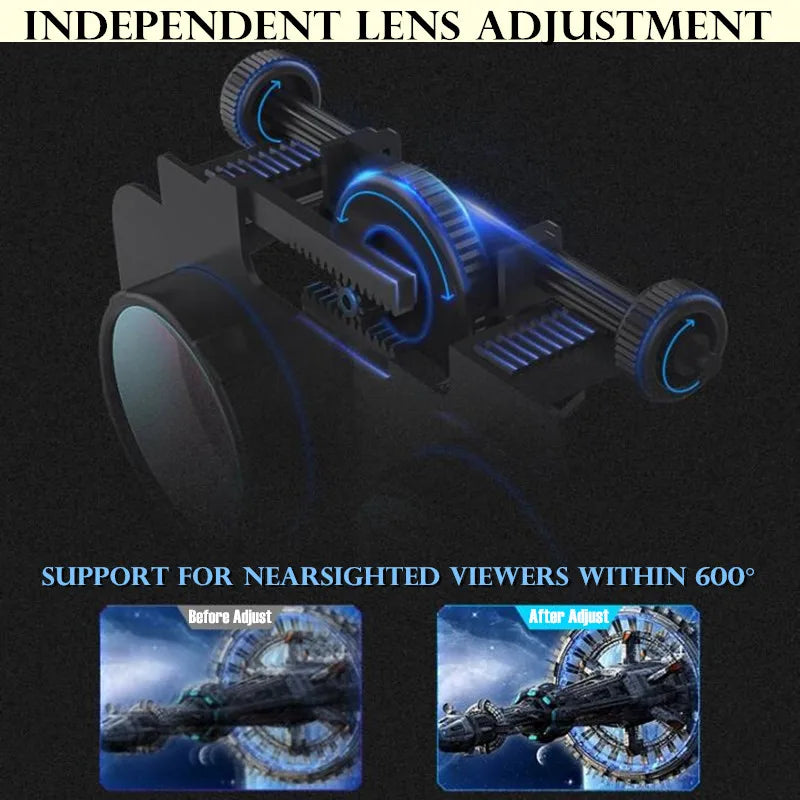 Virtual Reality VR Glasses — IMAX 3D Headset with Google Cardboard for 4.5–6.53" Phones, Game Joystick Support