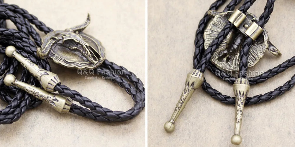 New Arrival Western Southwest Longhorn Steer Cow Skull Bolo Tie – Leather Rodeo Neck Tie, Fashion Shirt Accessories