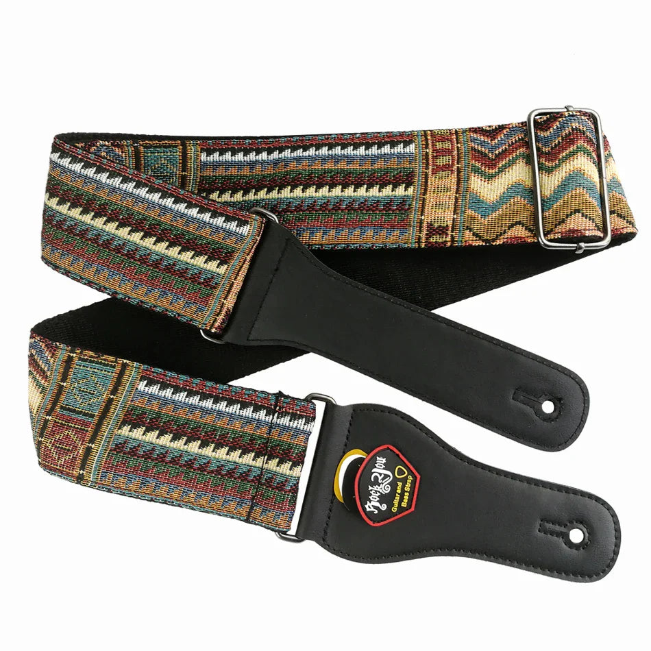 New High-Quality Cotton Guitar Strap – Adjustable Length, 6.2cm Wide for Acoustic & Electric Bass Guitars