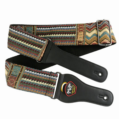 New High-Quality Cotton Guitar Strap – Adjustable Length, 6.2cm Wide for Acoustic & Electric Bass Guitars