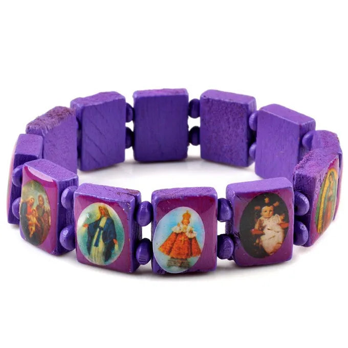 Saints Jesus Wooden Catholic Bracelet – Unisex Religious Prayer Charm Jewelry, Fashion Wood Bead Wristband (7 Colors)