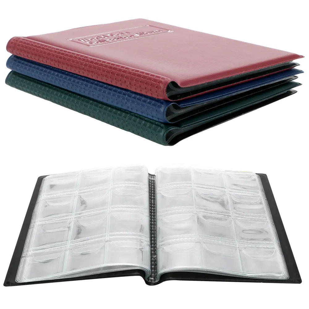 NICEYARD PU Leather Coins Collection Album - 120/60 Pockets Money Organizer Storage Book with PVC Film