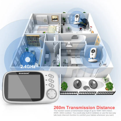 VB603 Video Baby Monitor - 2.4G Wireless with 3.2 Inches LCD, 2-Way Audio, Night Vision, and Surveillance Security Camera