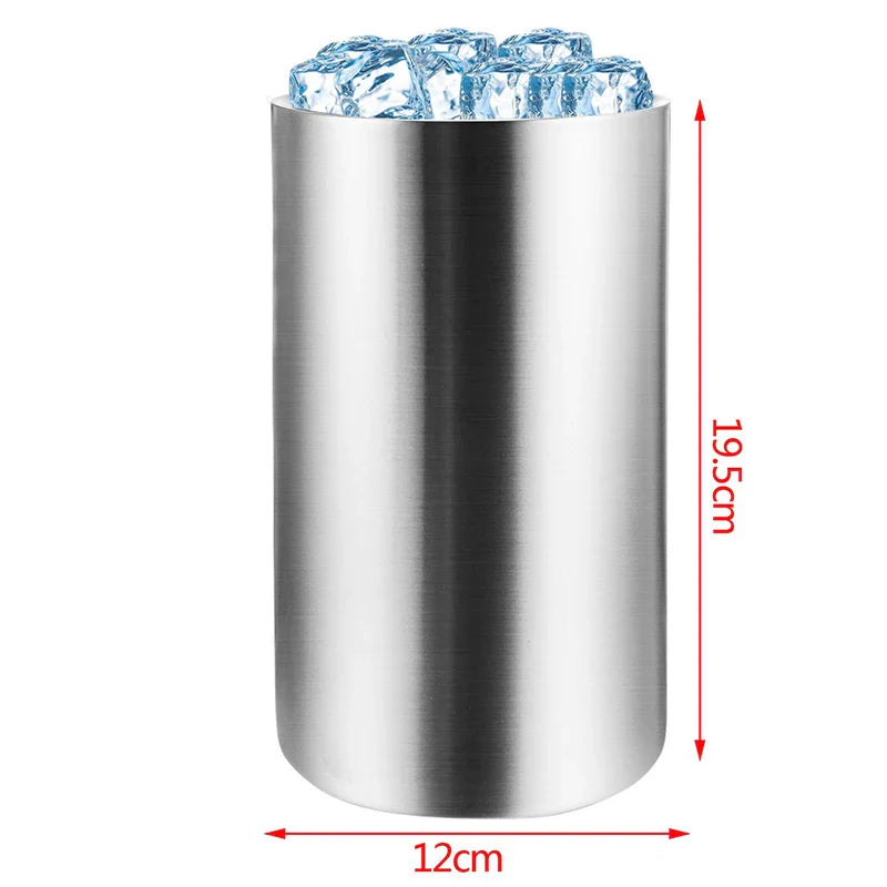UPORS Stainless Steel Wine Cooler Bucket – Double Wall Bottle Holder for Champagne, Beer & Ice, Bar Chiller Tool