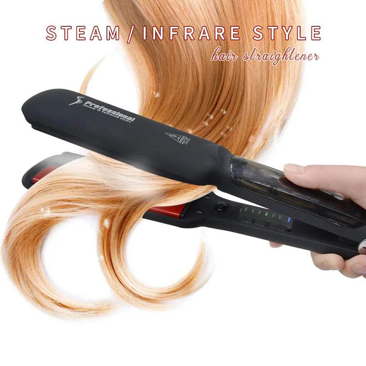 Professional Steam Hair Straightener – 2" Ceramic Infrared Flat Iron for Salon Styling & Care