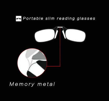 Men’s Nose Clip Reading Glasses – High-Quality Portable Transparent Eyewear for Seniors with Case
