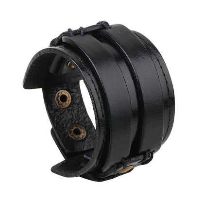 Modyle Vintage Punk Retro Multilayer Leather Bracelet – Handmade Braided Rope Wrap Bangle for Men