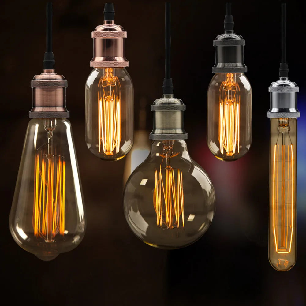 Add Vintage Charm: Retro Edison Lamp E27 Socket Pendant Lights - Aluminum Industrial Lamp Holder Fitting with Screw Base for Classic Appeal