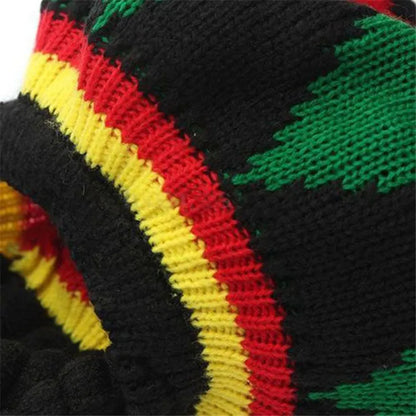 Jamaican Bob Rasta Beanie Hat: Unisex Knitted Braid Hip Hop Cap with Dreadlocks Wig - Bob Marley Caribbean Fancy Dress Accessory