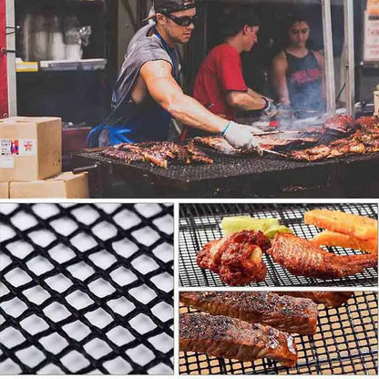 3-Pack Non-Stick Perforated BBQ Grill Mesh Mats — Reusable Heat-Resistant Oven & Baking Sheets for Outdoor Grilling