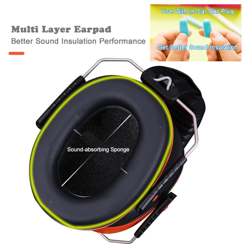 Work Safety Earmuffs – Anti-Noise Portable Ear Protectors for Work, Study, Sleeping, Woodwork & Shooting
