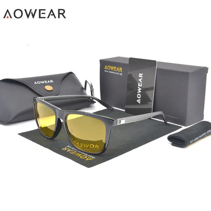 AOWEAR HD Night Vision Glasses – Polarized Yellow Lens Sunglasses for Men, Safe Driving Goggles