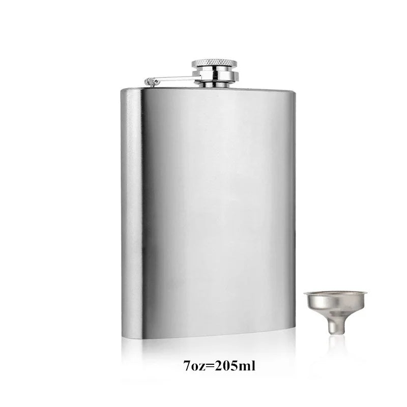 LMETJMA Stainless Steel Hip Flask with Funnel – 1-10oz Pocket Flask for Alcohol, Whiskey, Screw Cap (KC0139)