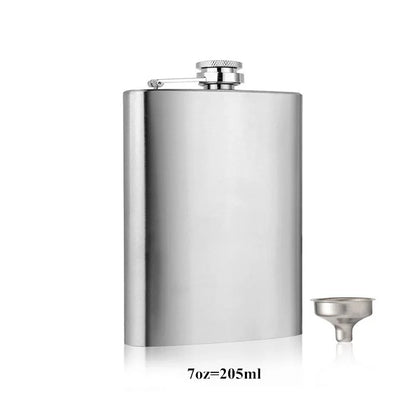 LMETJMA Stainless Steel Hip Flask with Funnel – 1-10oz Pocket Flask for Alcohol, Whiskey, Screw Cap (KC0139)