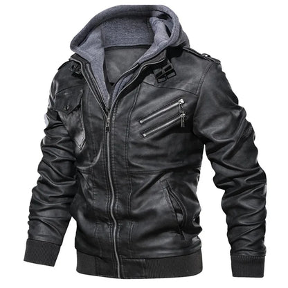 KB Men’s Leather Motorcycle Jacket – Casual PU Biker Coat, Autumn Outerwear, EU Size SA722