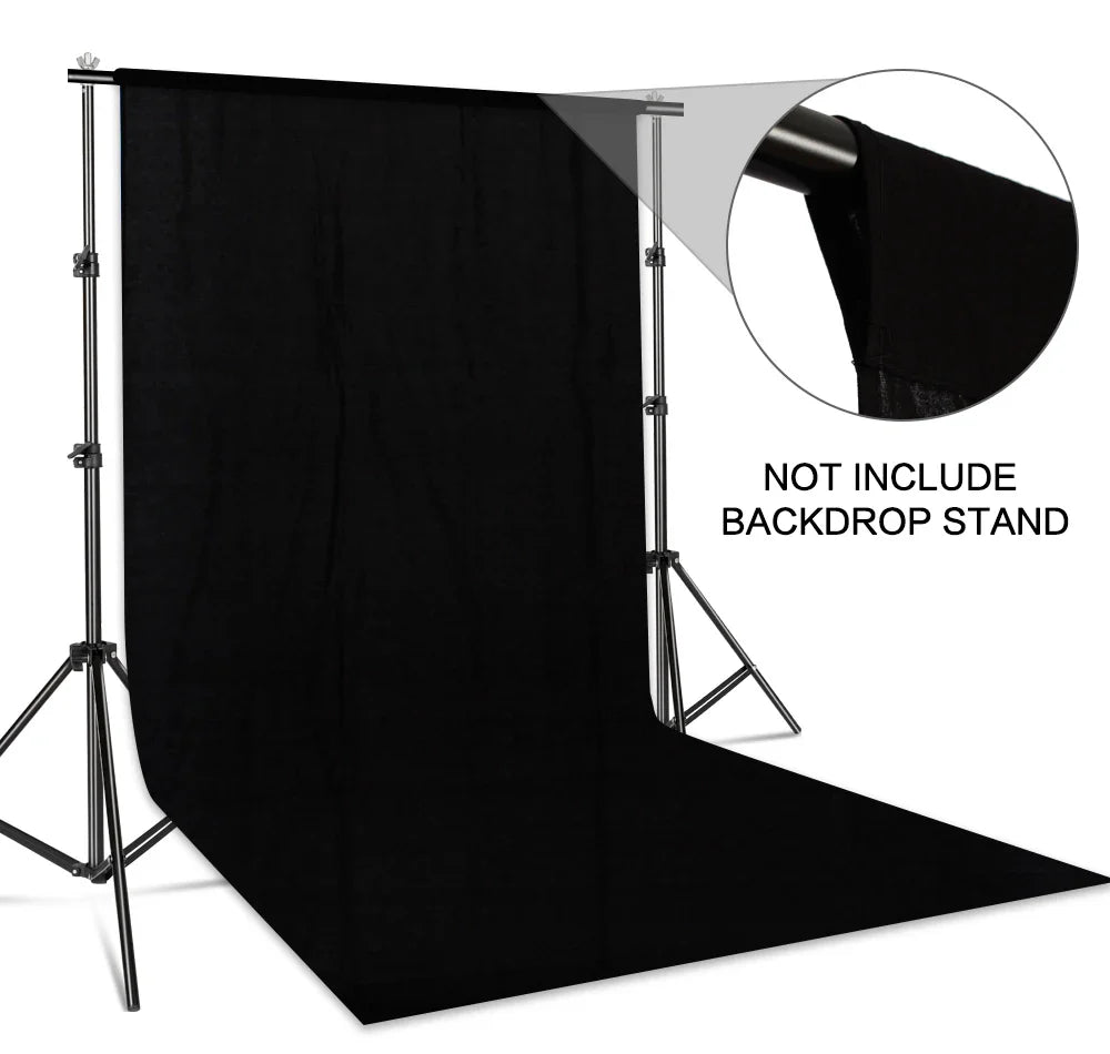 SH Cotton Photo Background Cloth with Rod Pocket – White, Black & Green Screen Chromakey Backdrops for Studio