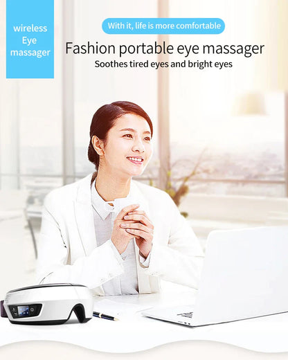 Eye Massage Instrument - Vibration, Airbag Pressure & Hot Compress Eye Massager with Bluetooth Music, Foldable for Fatigue Relief