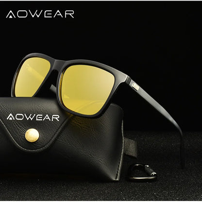 AOWEAR HD Night Vision Glasses – Polarized Yellow Lens Sunglasses for Men, Safe Driving Goggles