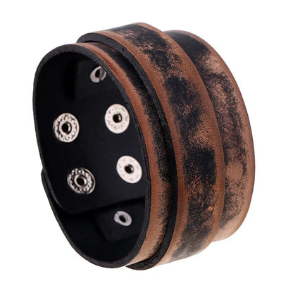 Modyle Vintage Punk Retro Multilayer Leather Bracelet – Handmade Braided Rope Wrap Bangle for Men
