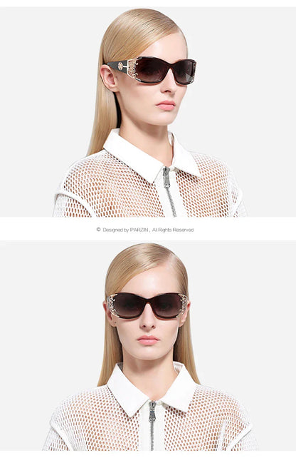PARZIN Luxury Women’s Sunglasses – Designer Vintage Polarized Driving Shades with Hollow Lace