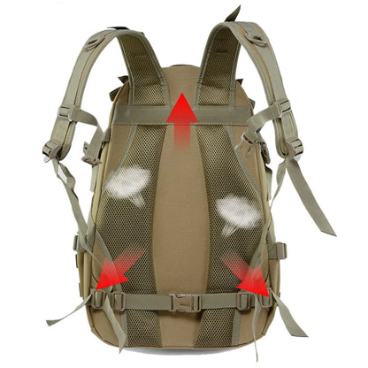 40L Tactical Camping Backpack - Men's Travel Bag, Molle Climbing Rucksack for Hiking, Outdoor, Fishing, and Reflective Shoulder Strap