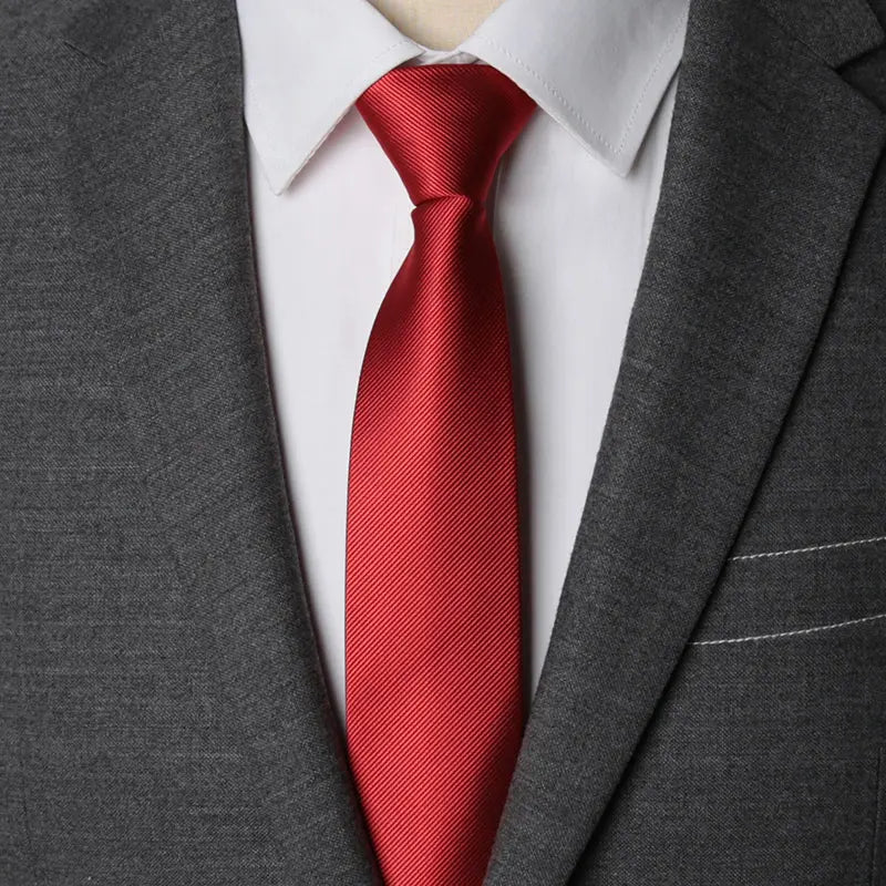 Men’s Zipper Necktie – 6cm Solid Lazy Tie for Business, Wedding & Fashion Accessories