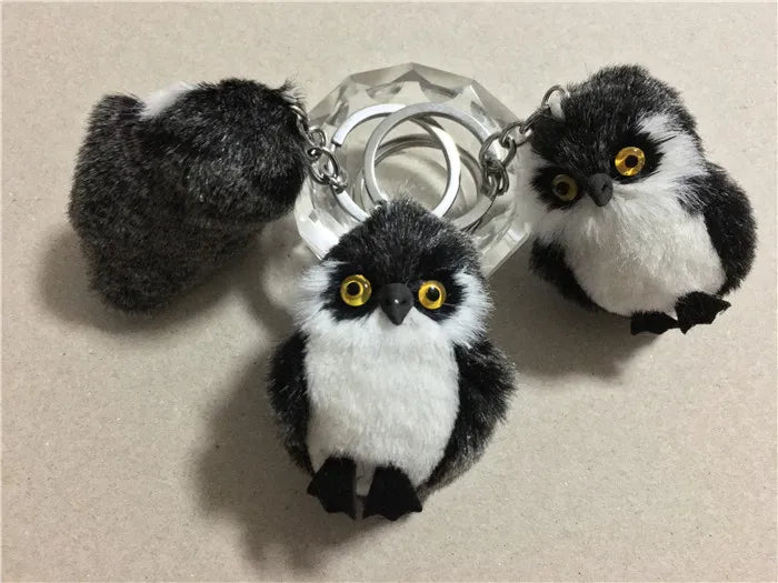 Cute Tiny Plush Faux Rabbit Fur Owl Keychain – Mini Animal Bag & Car Trinket Jewelry Gift for Women & Girls