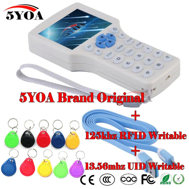 English 10-Frequency RFID Copier – USB NFC ID/IC Reader Writer, M1 13.56MHz Encrypted Duplicator & Programmer for UID Tag Key Cards