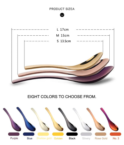 High-Quality 304 Stainless Steel Spoon Set – 3 Sizes, Gold Finish for Rice, Soup, Kids, Ice Cream & Dessert Kitchen Tableware