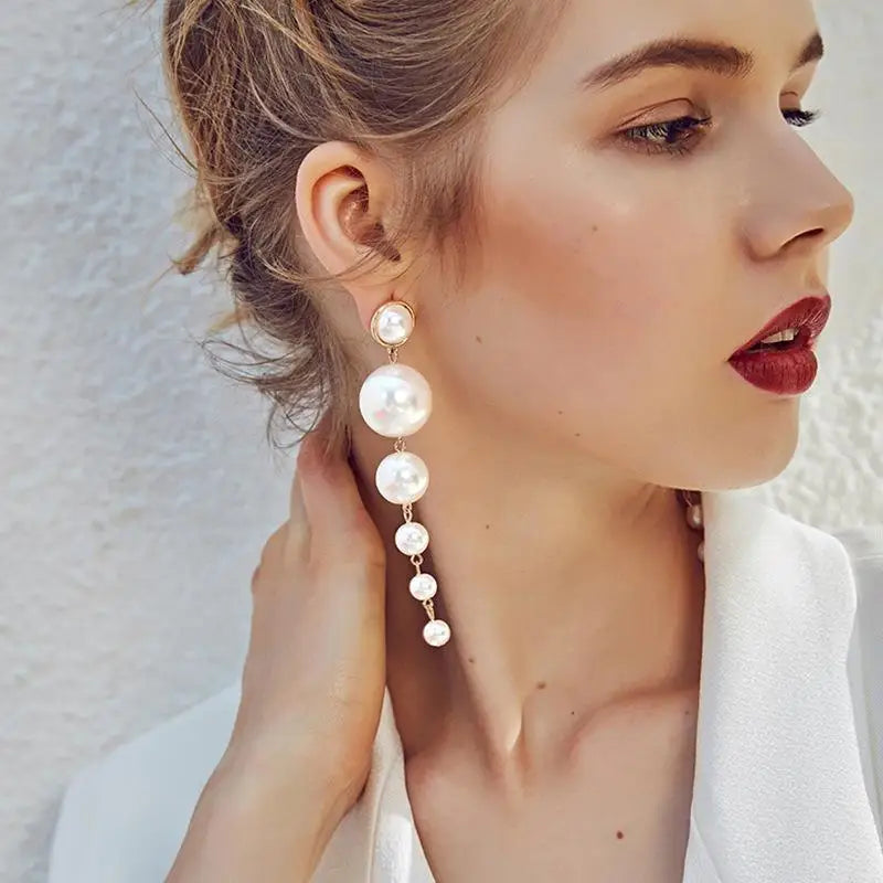 Fashion Pearl Bean Crystal Earrings for Women & Girls – Elegant Everyday Jewelry
