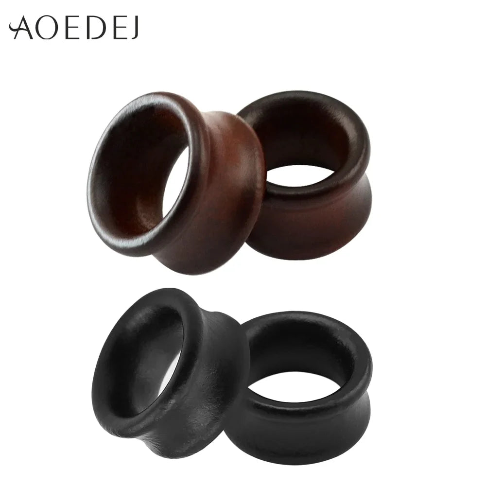 8–25mm Black Wood Ear Plugs – Body Jewelry Gauges, Tunnels & Stretchers for Piercing