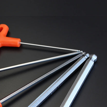 Hex Key Allen Wrench Adapter Set - Chrome Vanadium Steel Ball And Flat Head Hand Tool