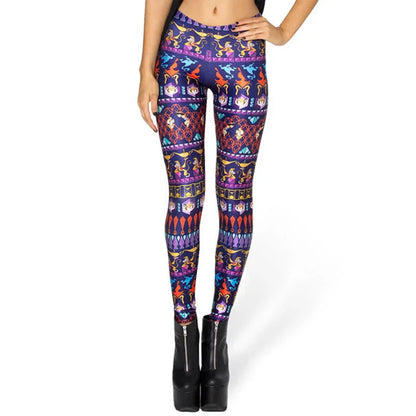 Women Summer Cartoon Print Leggings – Mermaid Galaxy Animal Donald Duck High Waist Stretch Slim Fit Milk Silk Pants L-1467