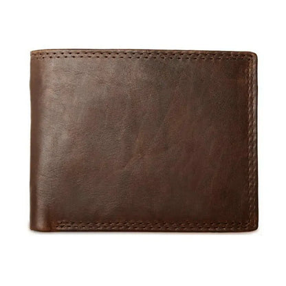 GENODERN Genuine Cow Leather Men’s Wallet with Coin Pocket – Vintage RFID Blocking Slim Male Purse Card Holder Leather Wallet