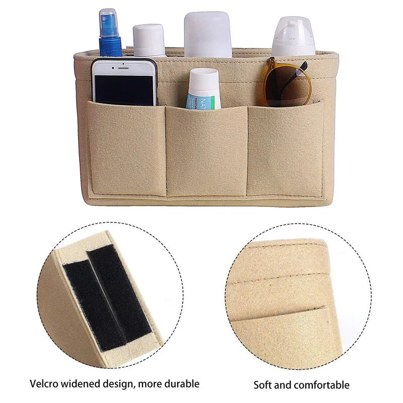 Fashion Women's Cosmetic Bag: Makeup Organizer Felt Insert Bag for Handbag - Fits Various Brand Bags, Felt Cloth Inner Bag