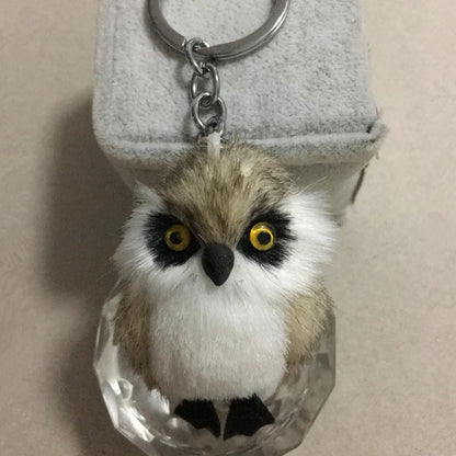Cute Tiny Plush Faux Rabbit Fur Owl Keychain – Mini Animal Bag & Car Trinket Jewelry Gift for Women & Girls